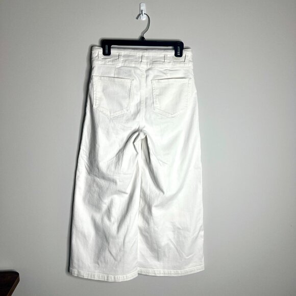 Paige Jeans Frankie Inset Wide Leg Cropped Crisp White Cotton Preppy Sz 27 - Picture 3 of 6